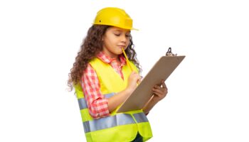 Building,,Construction,And,Profession,Concept,-,Smiling,Little,Girl,In